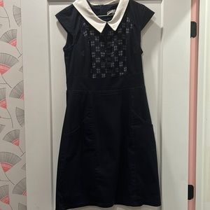 Navy Blue Dress with Collar